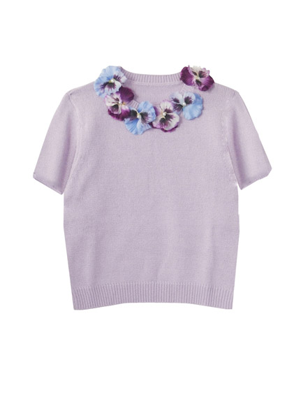 pansy knit pullover short sleeve