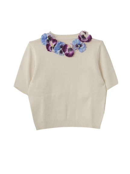 pansy knit pullover short sleeve