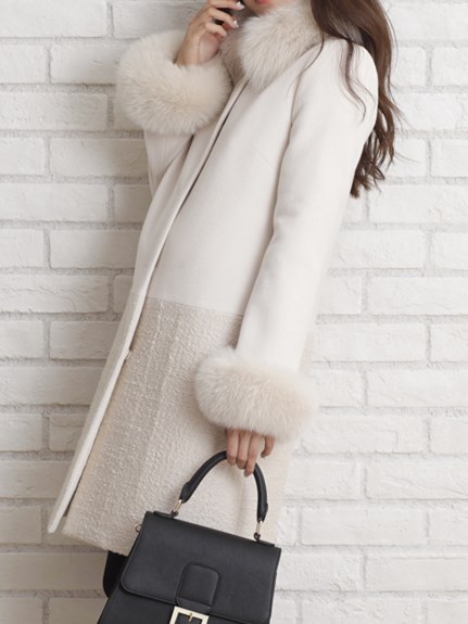 ジャスグリッティー ファー付き切り替えコート | Trend Fashion Net  